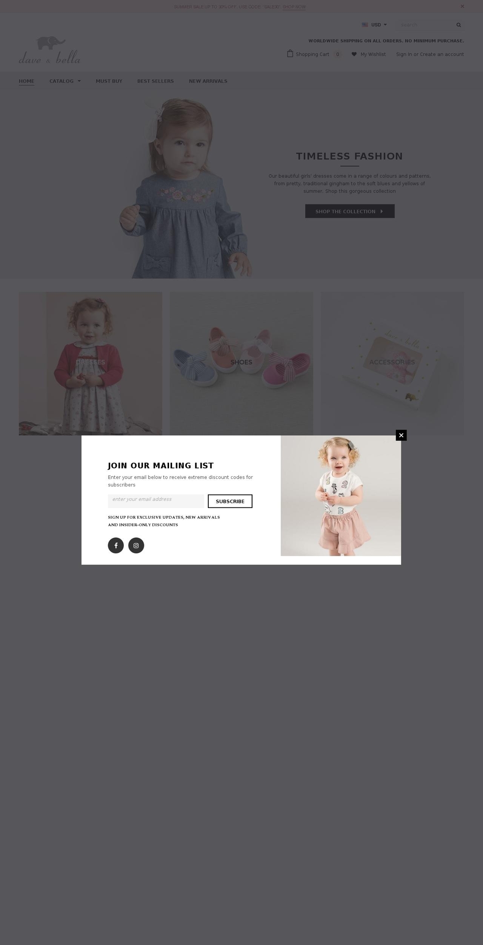 daveandbella.com — Shopify storefront screenshot