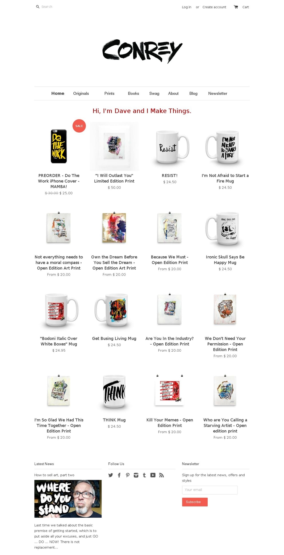 daveconrey.com shopify website screenshot