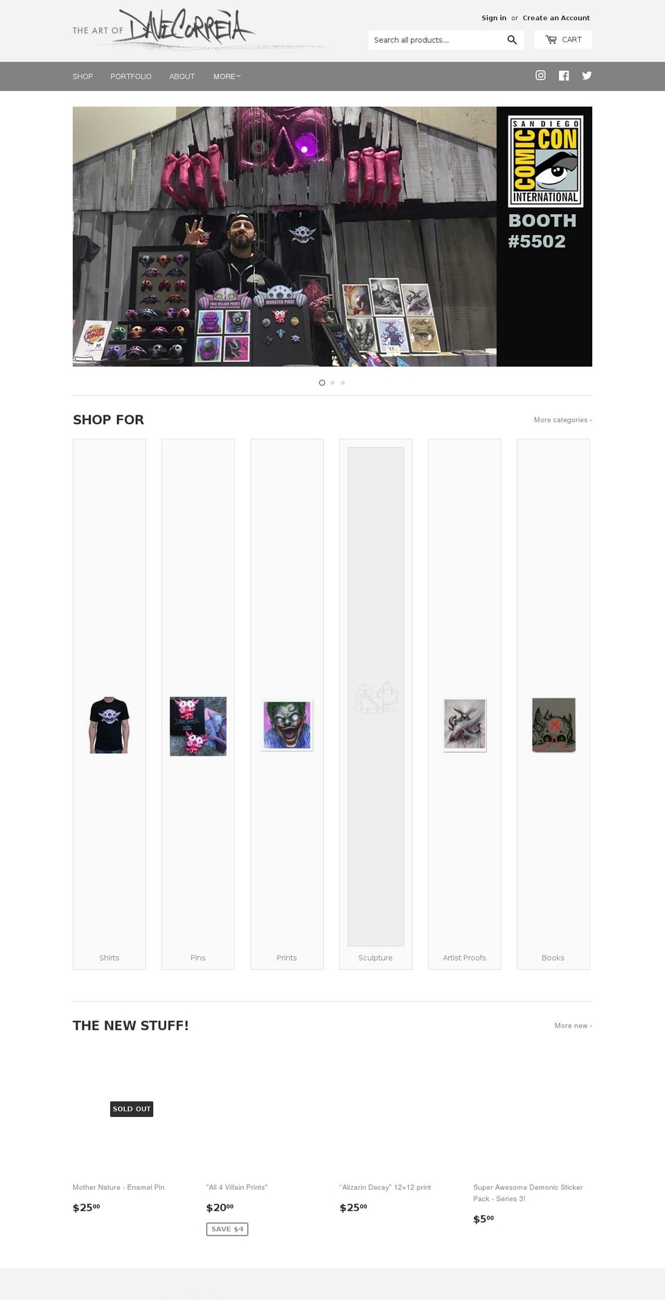 davecorreiaart.com shopify website screenshot