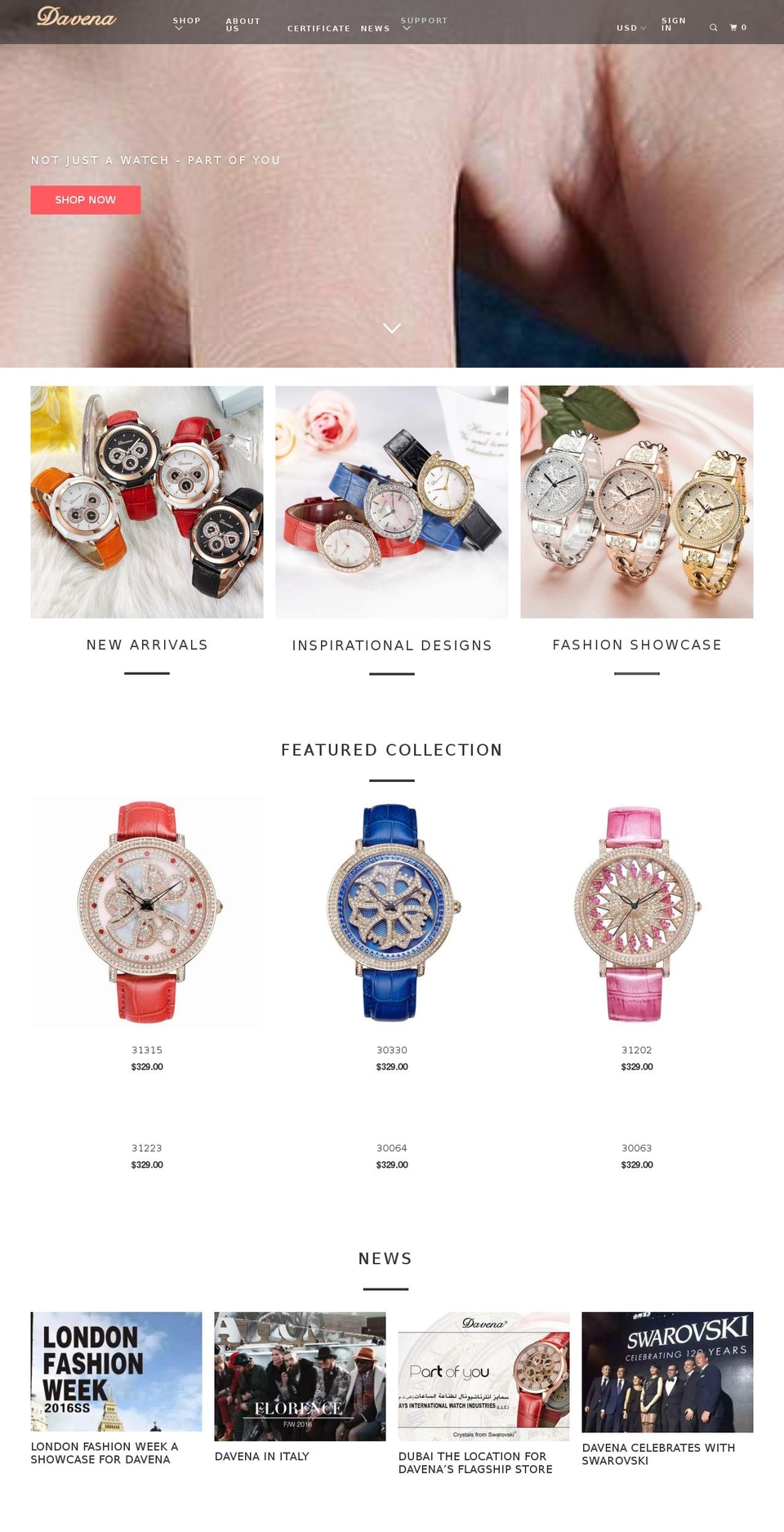 davenawatches.com — Shopify storefront screenshot