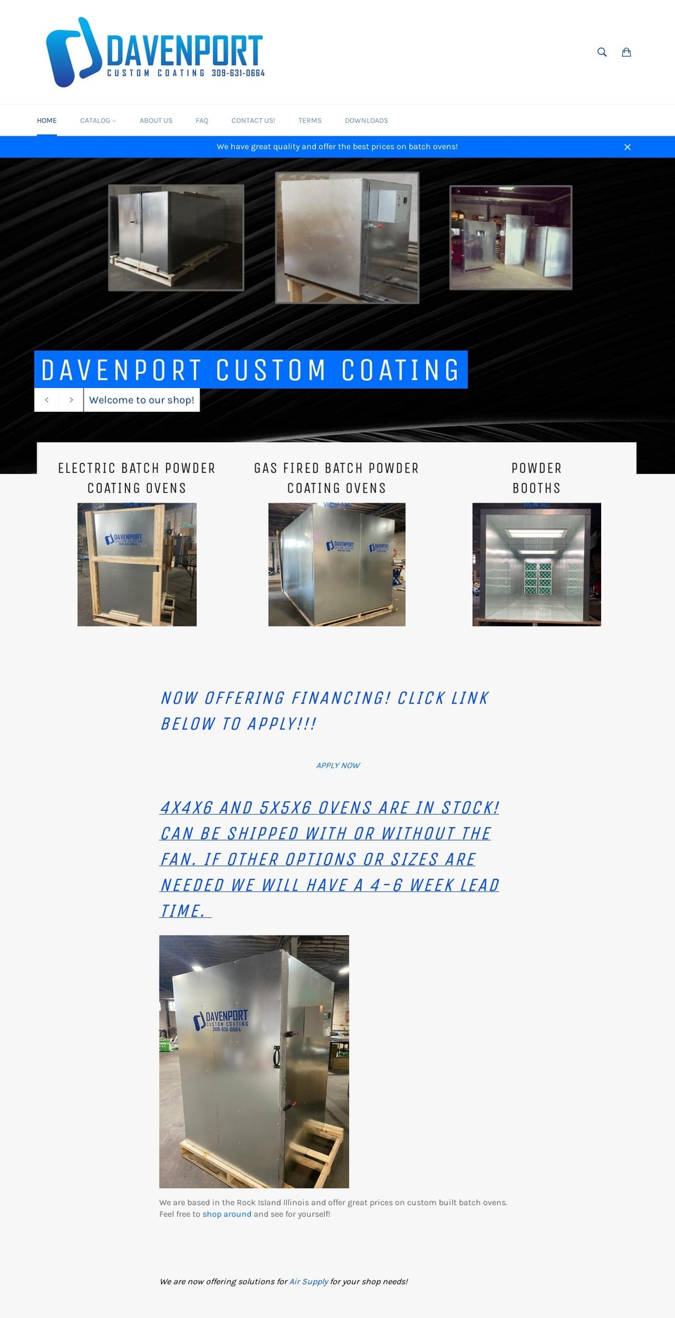 davenportcustomcoating.myshopify.com shopify website screenshot