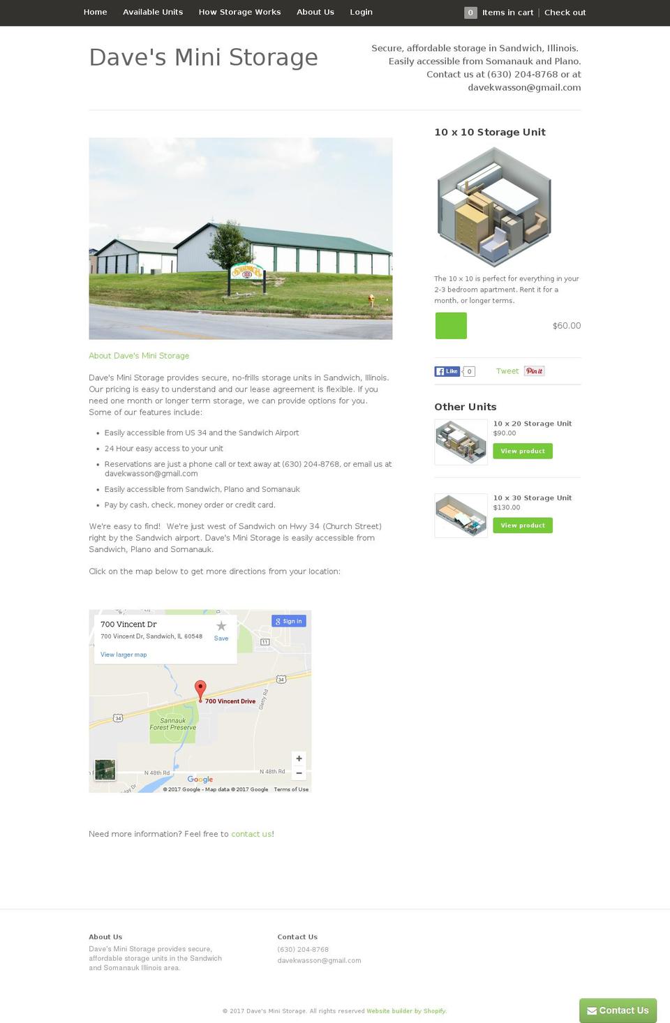 New Kickstand Shopify theme site example daves-storage.com