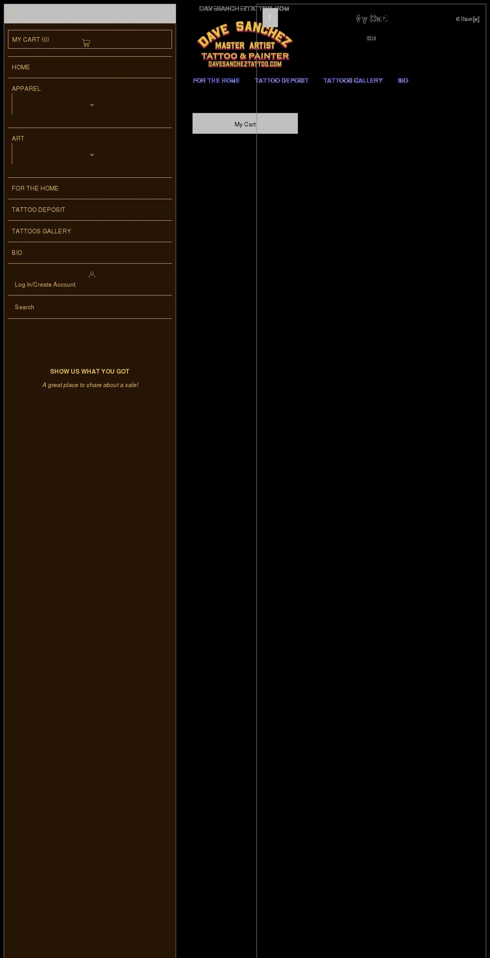 davesancheztattoo.com shopify website screenshot
