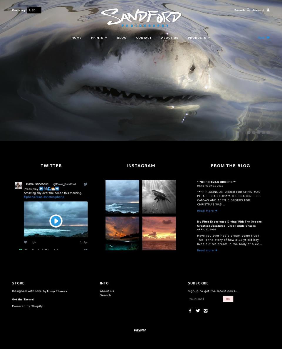 davesandfordphotos.com shopify website screenshot