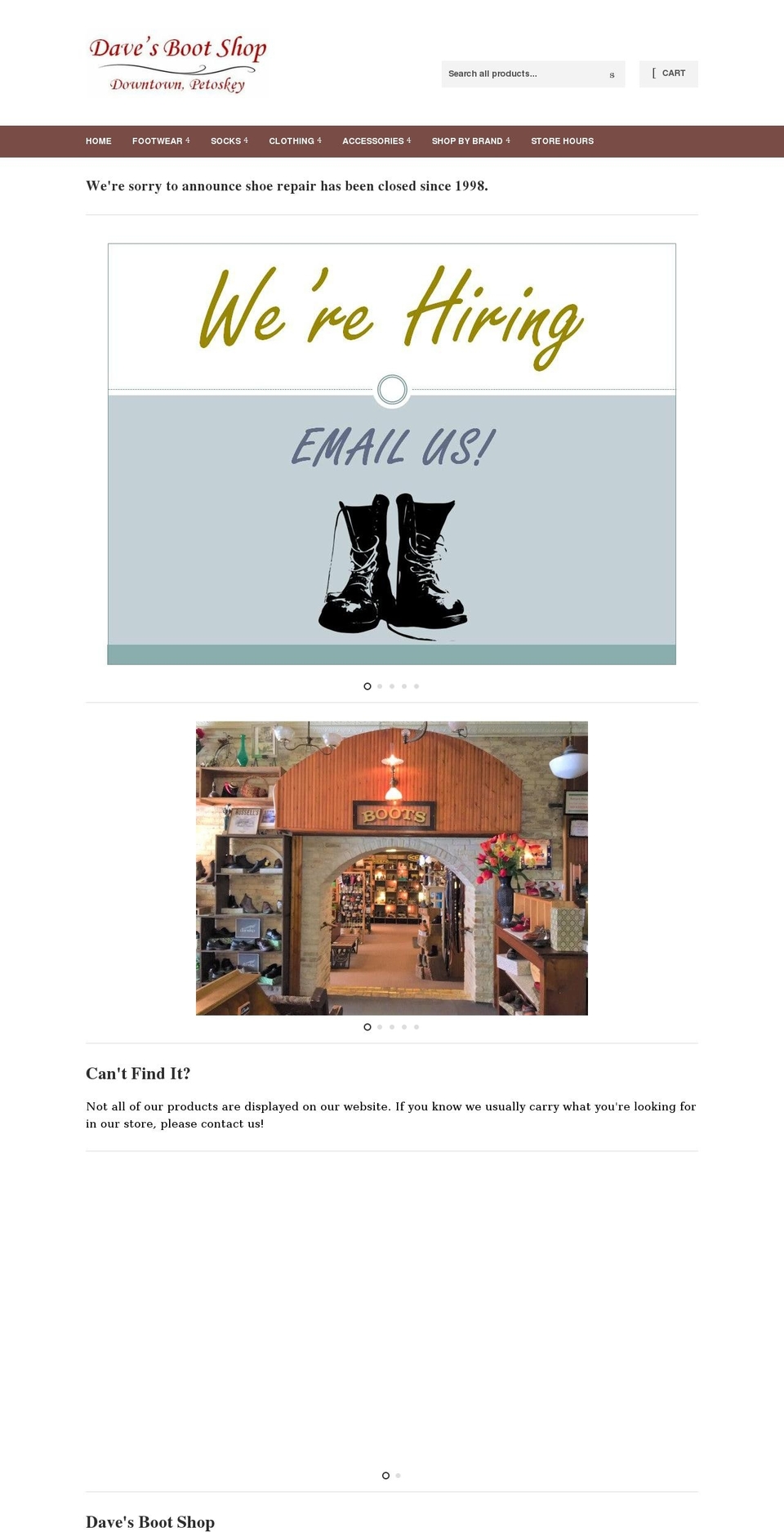 davesbootshop.net shopify website screenshot