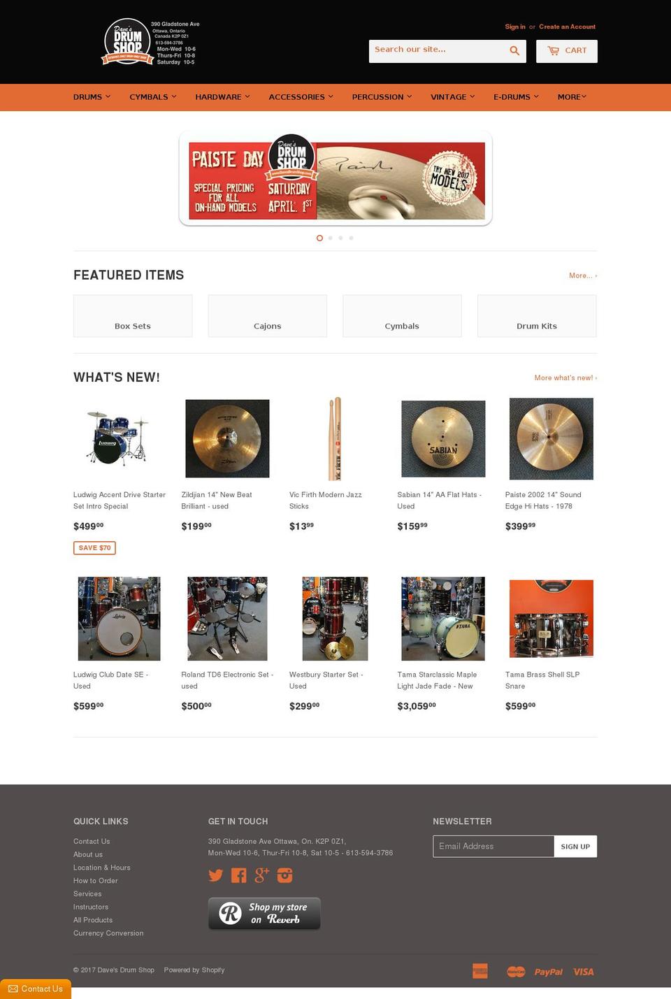 Boost Shopify theme site example davesdrumshop.com