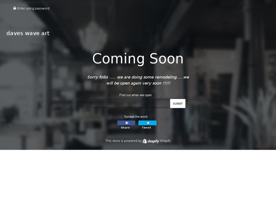 daveswaveart.com shopify website screenshot