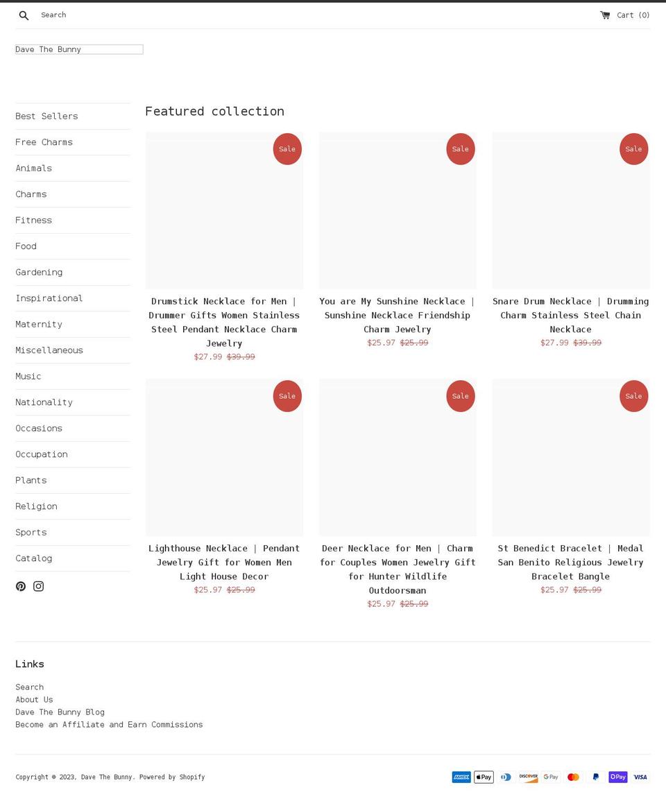 davethebunny.com shopify website screenshot