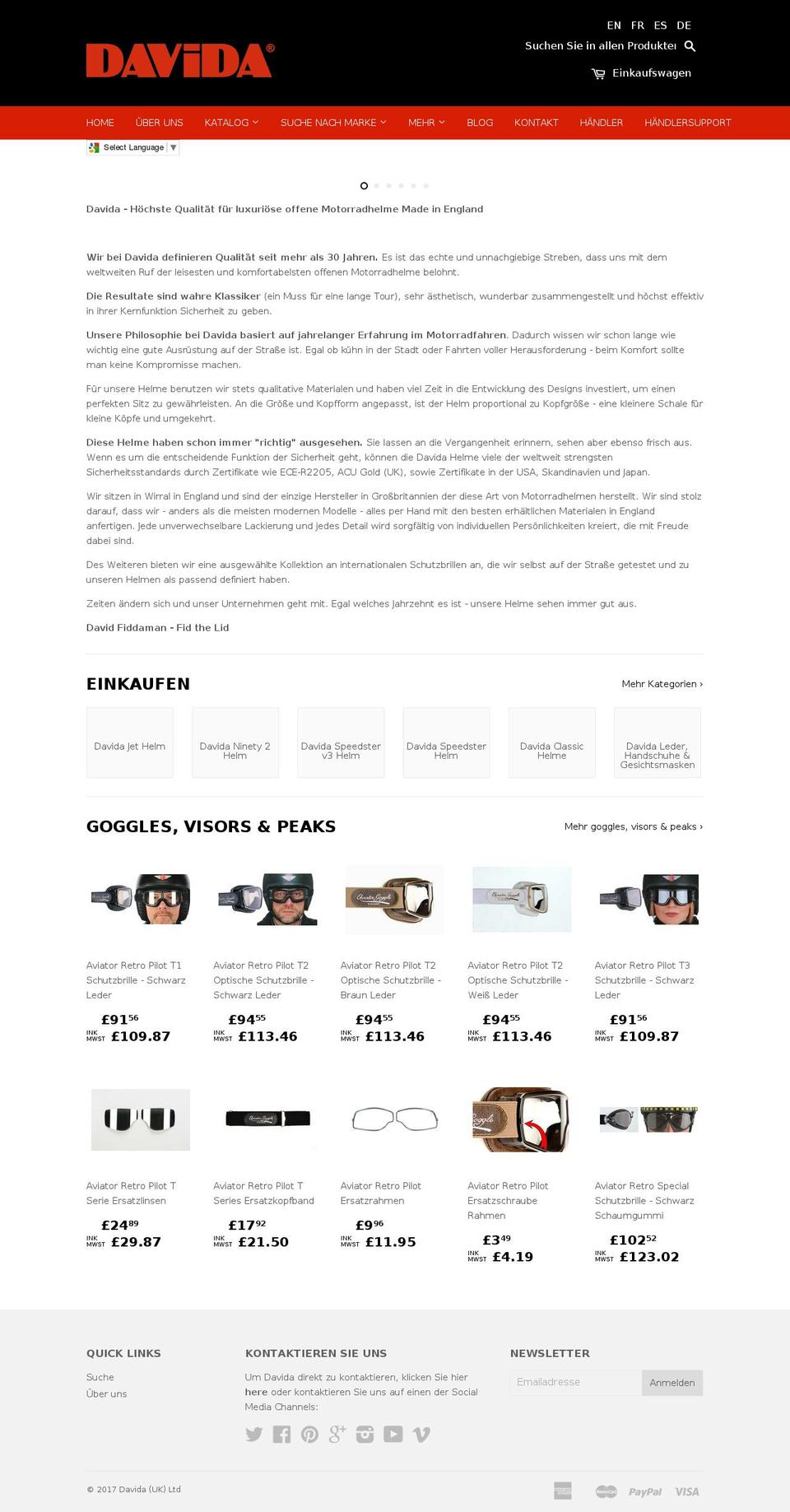 Wokiee Shopify theme site example davida.de