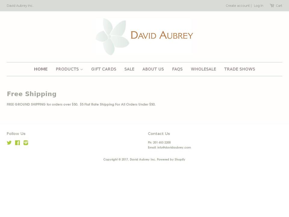 davidaubrey.com shopify website screenshot