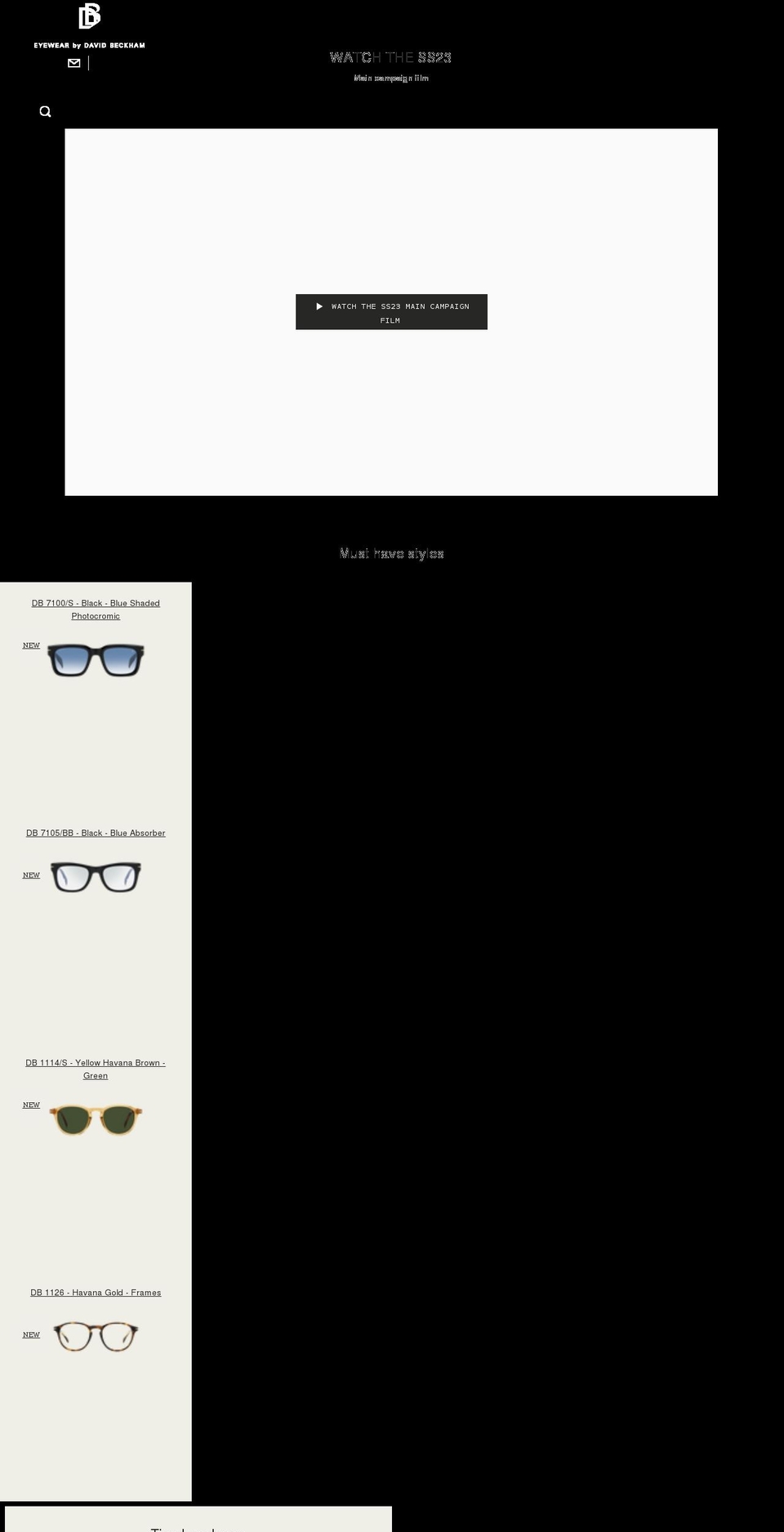 davidbeckhameyewear.com shopify website screenshot