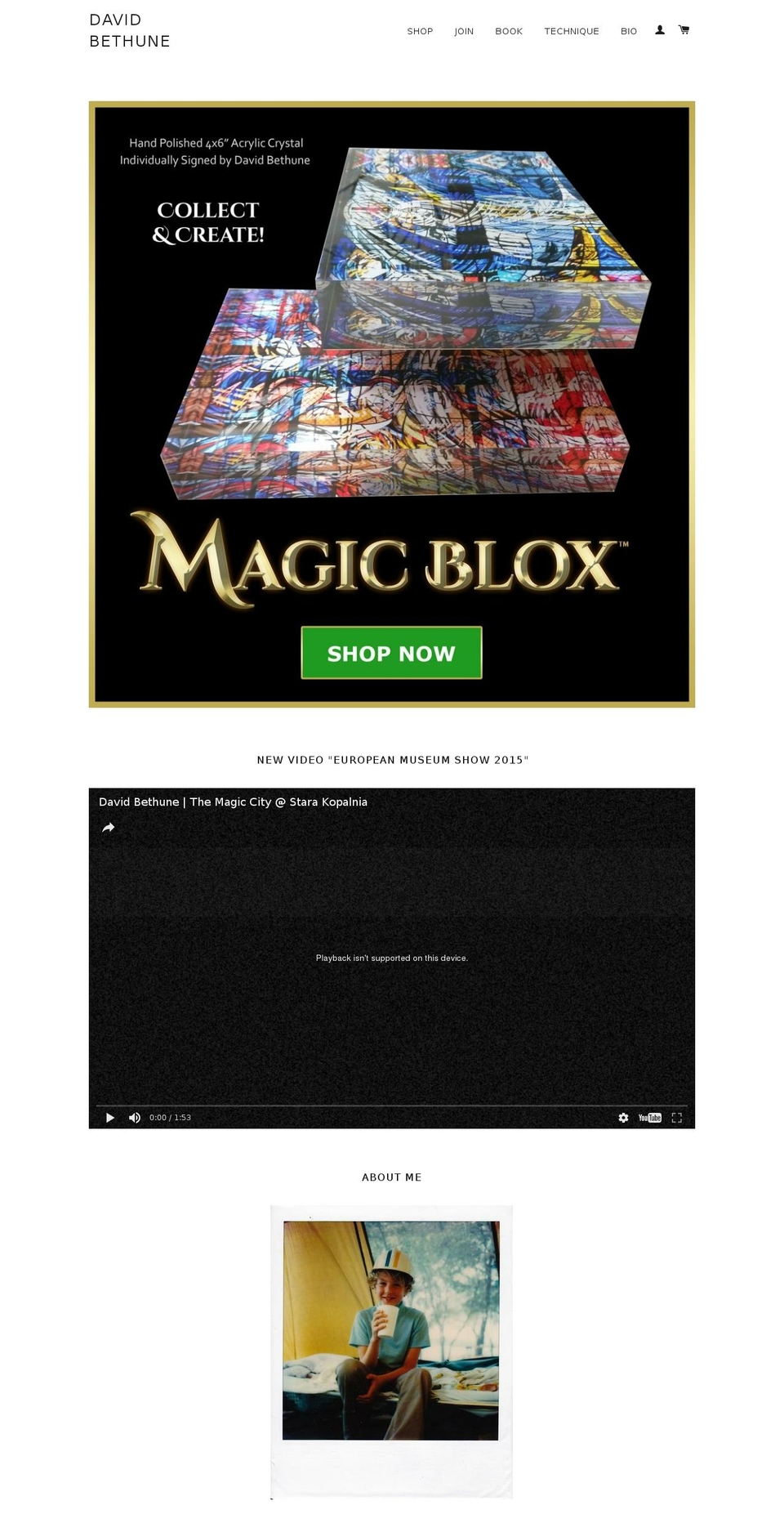 davidbethune.com shopify website screenshot