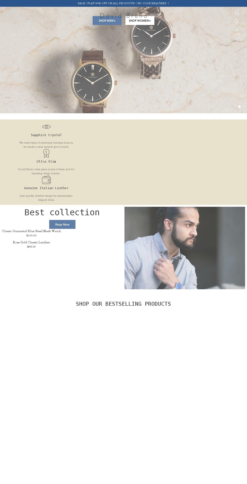 davidbrunowatches.com shopify website screenshot