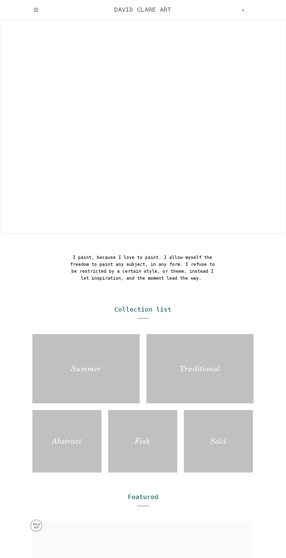 davidclareart.com shopify website screenshot