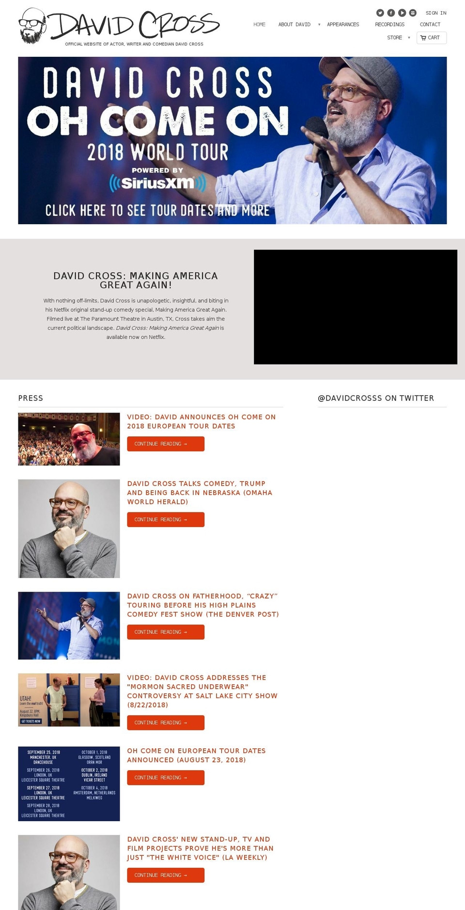 David Cross Shopify theme site example davidcrossofficial.com