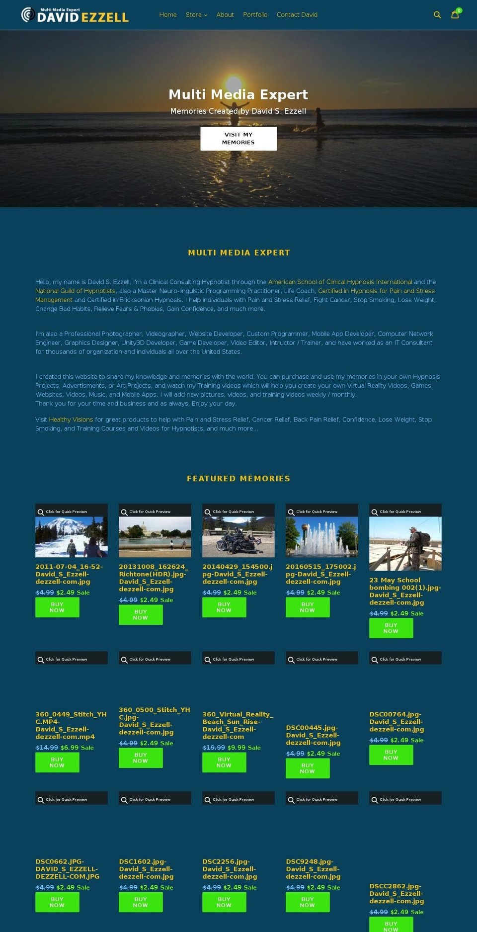 davidezzell.com — Shopify storefront screenshot