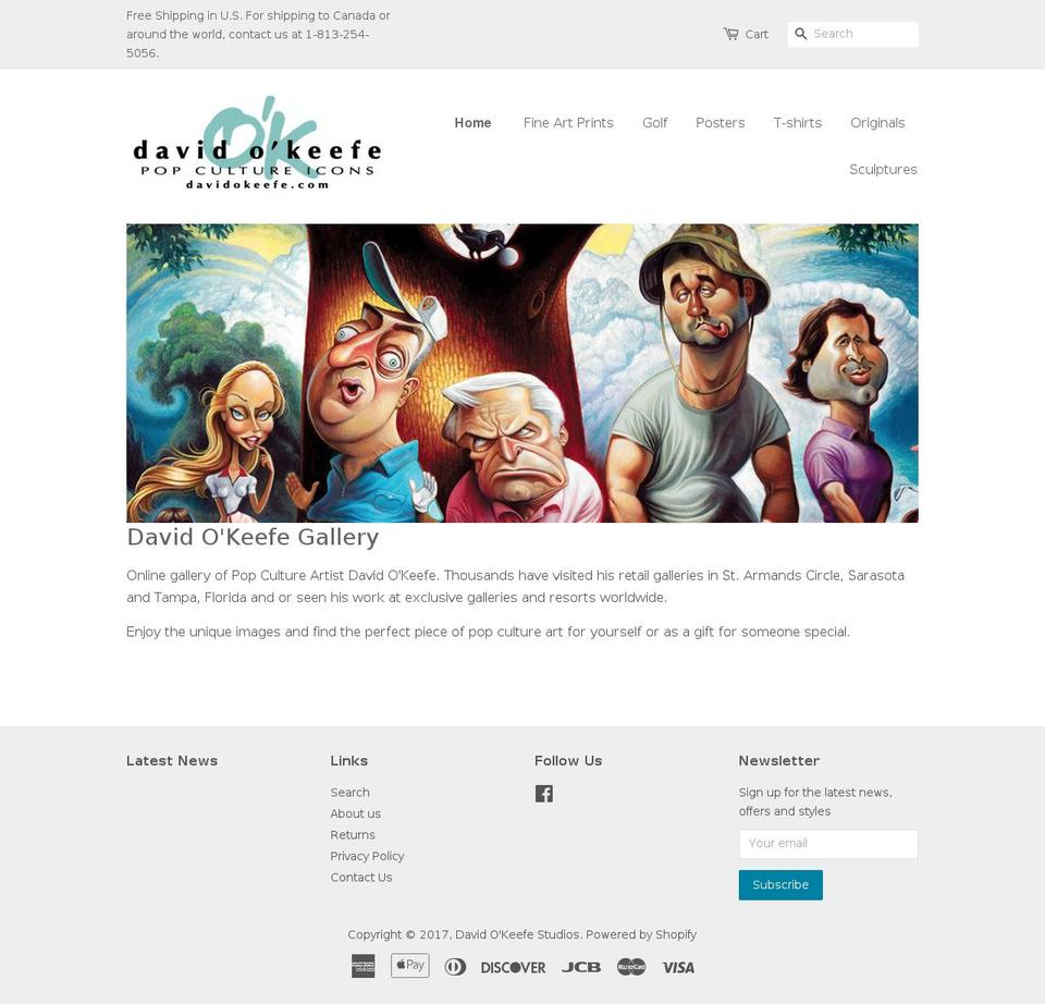 davidokeefe.com shopify website screenshot
