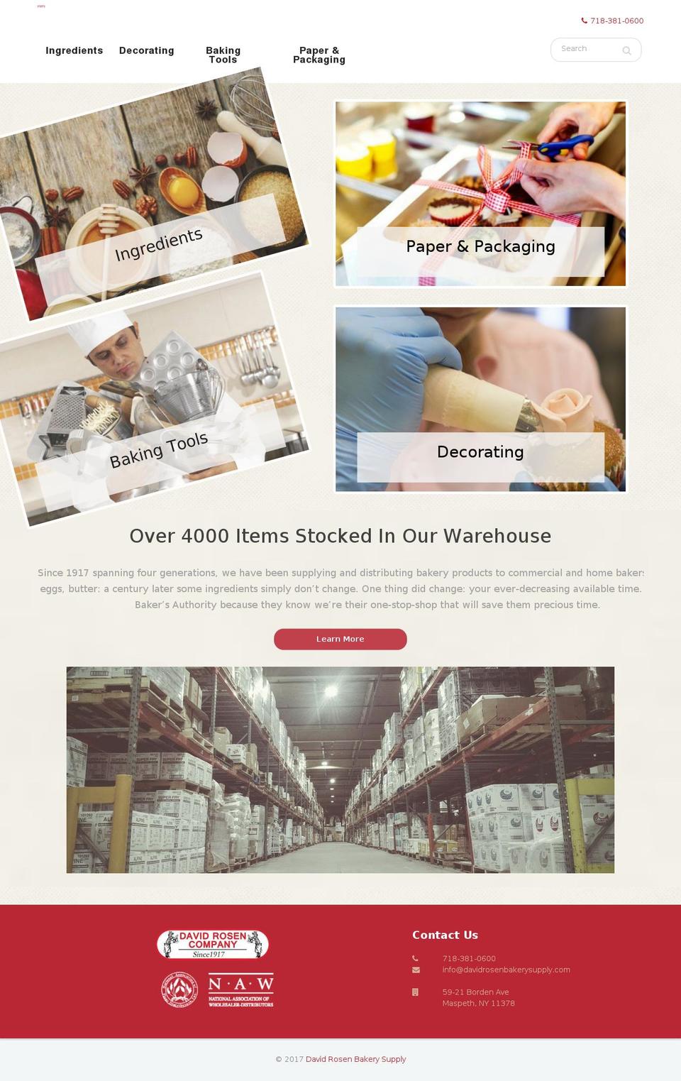 davidrosenbakerysupply.com shopify website screenshot