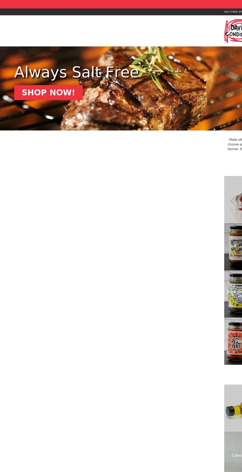 davidscondiments.com shopify website screenshot