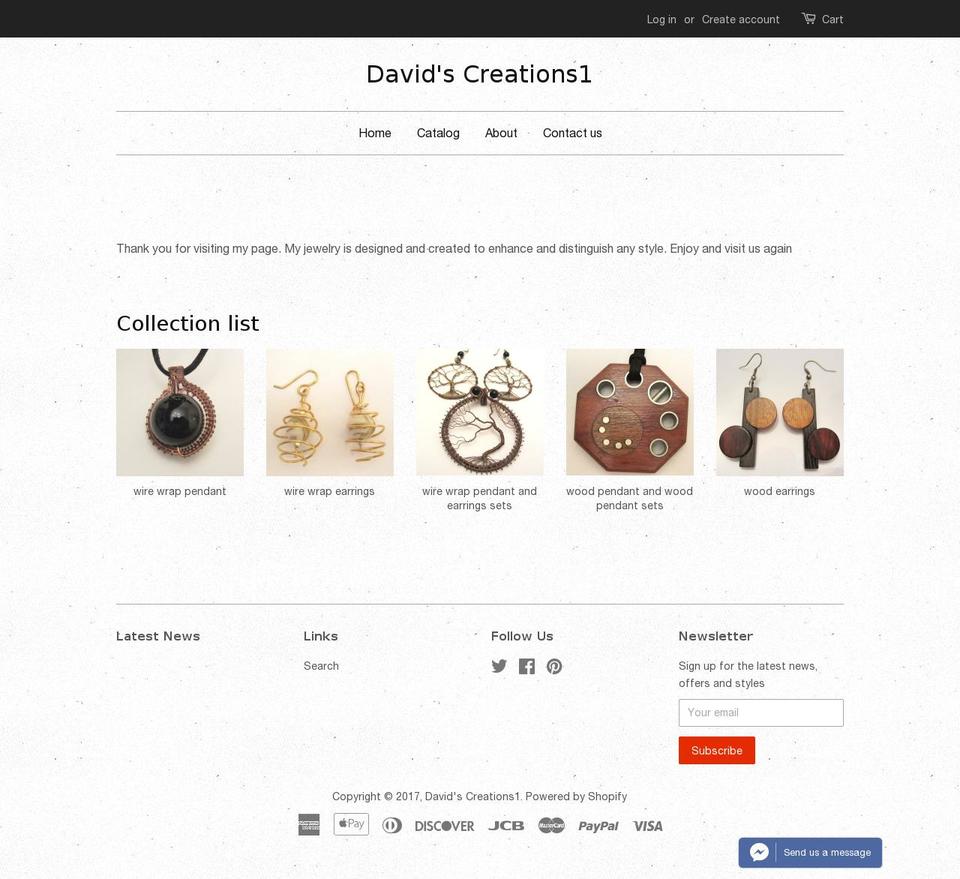davidscreations1.com shopify website screenshot