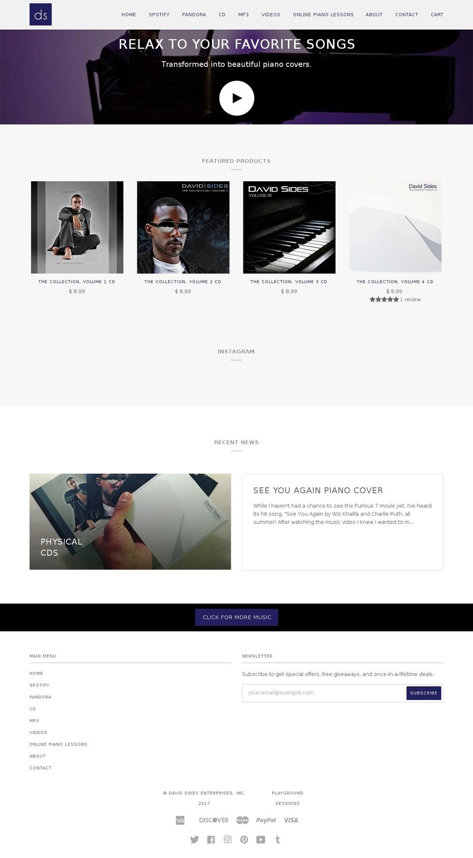 davidsides.com shopify website screenshot