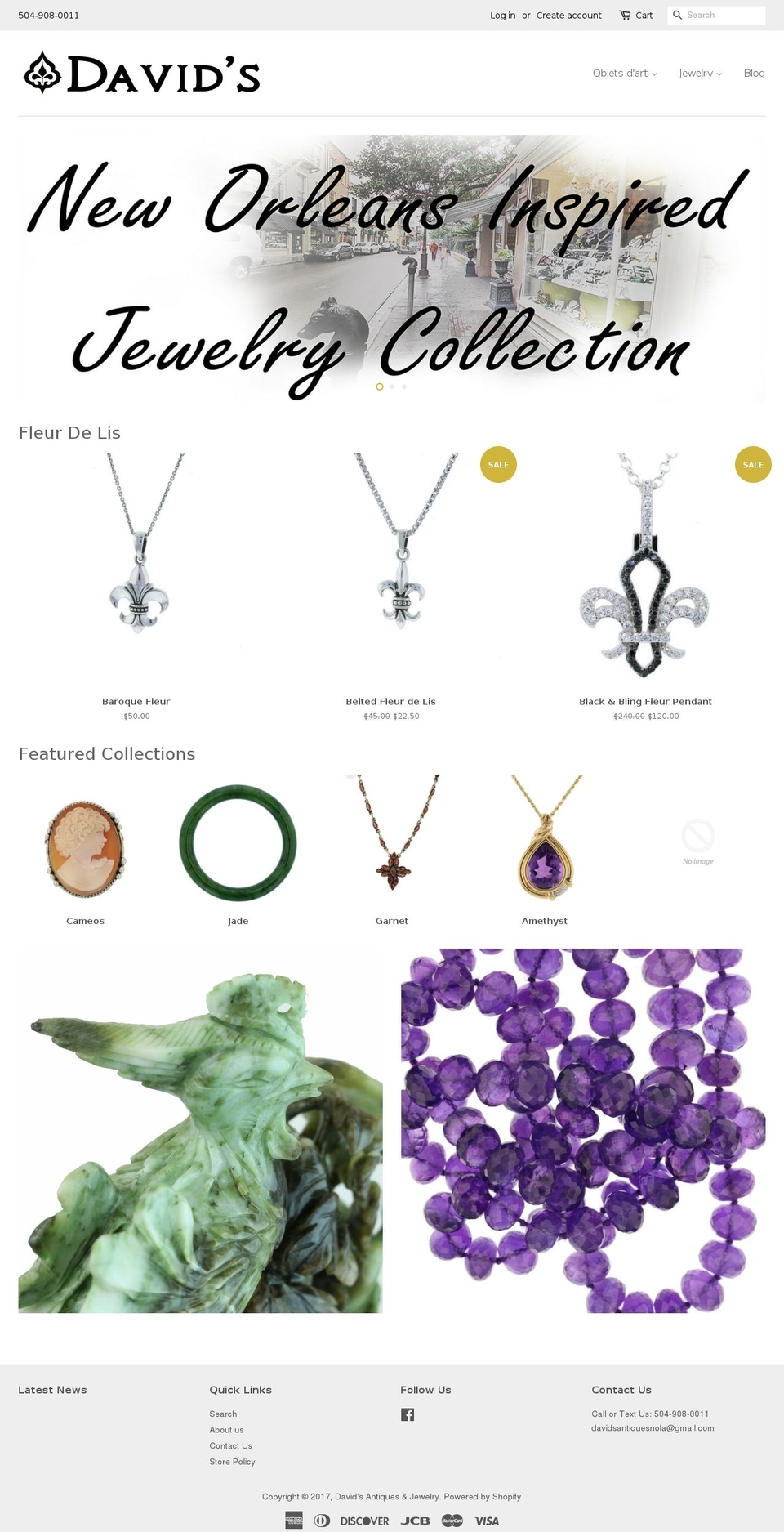 davidsnola.com shopify website screenshot