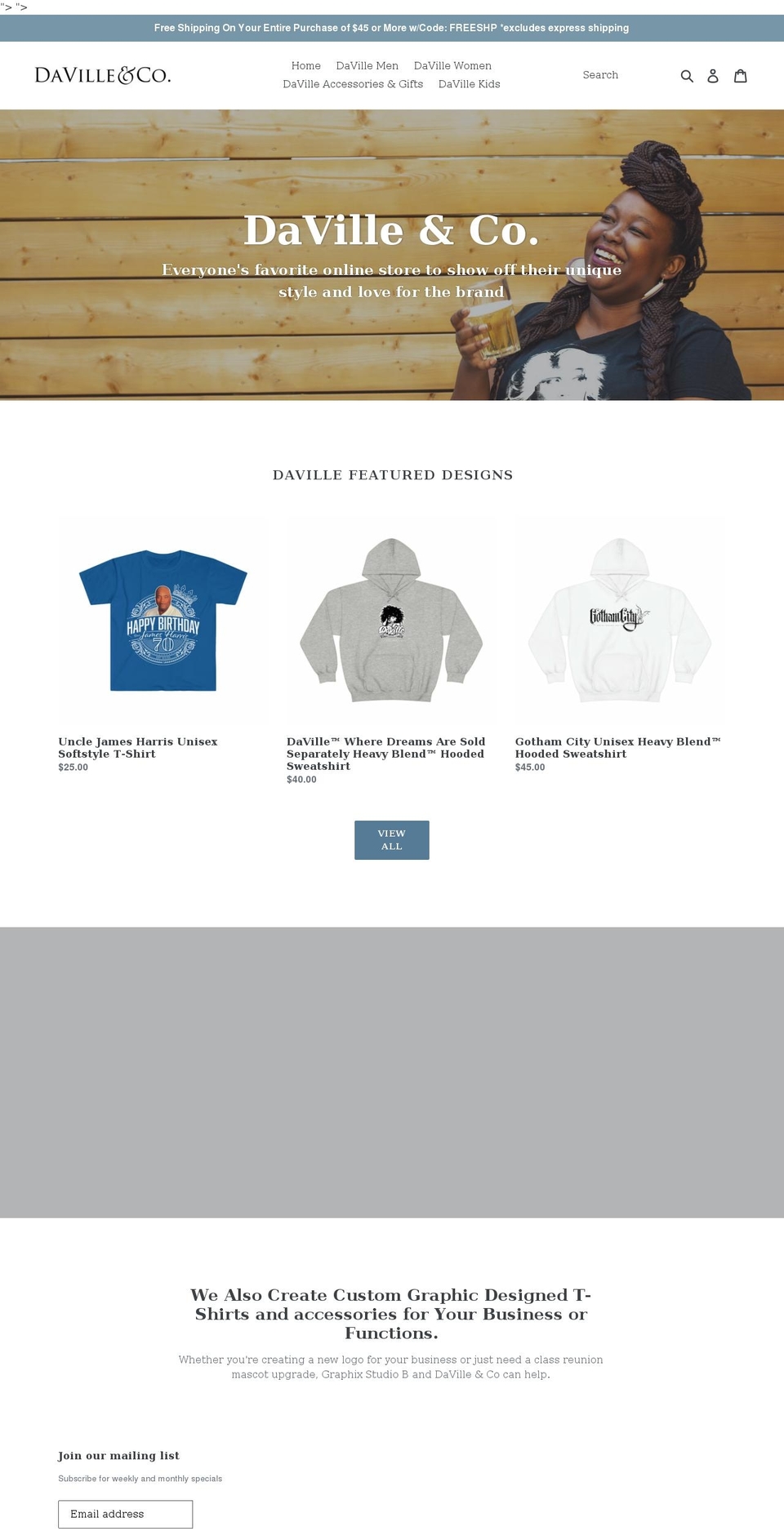 davilleandco.com shopify website screenshot