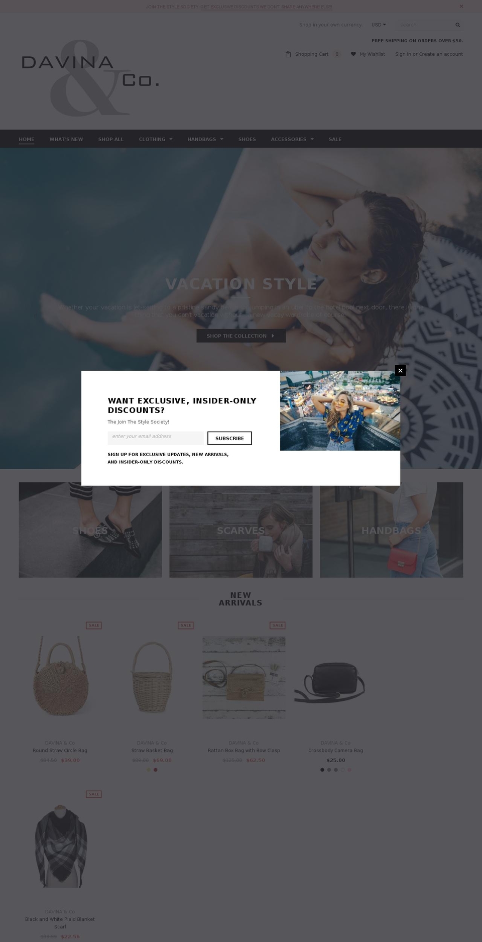 davinaandco.com shopify website screenshot