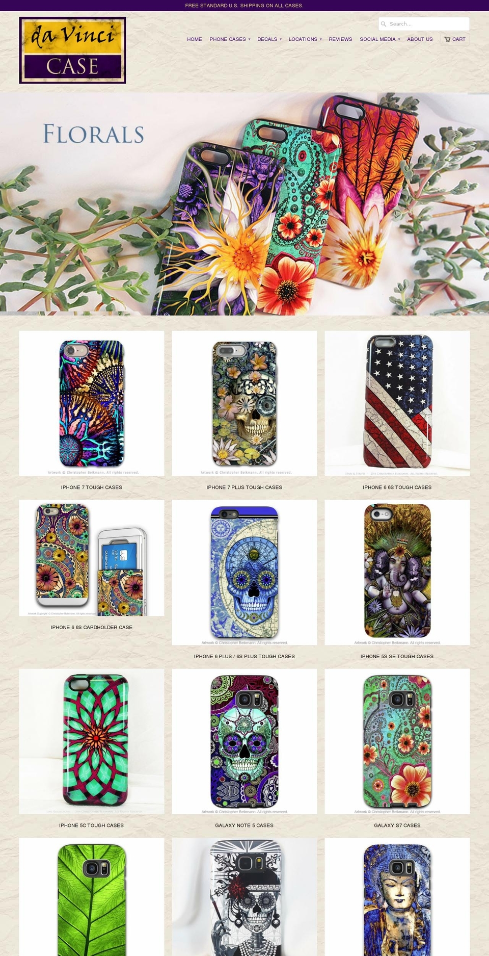 davinci-cases.com shopify website screenshot