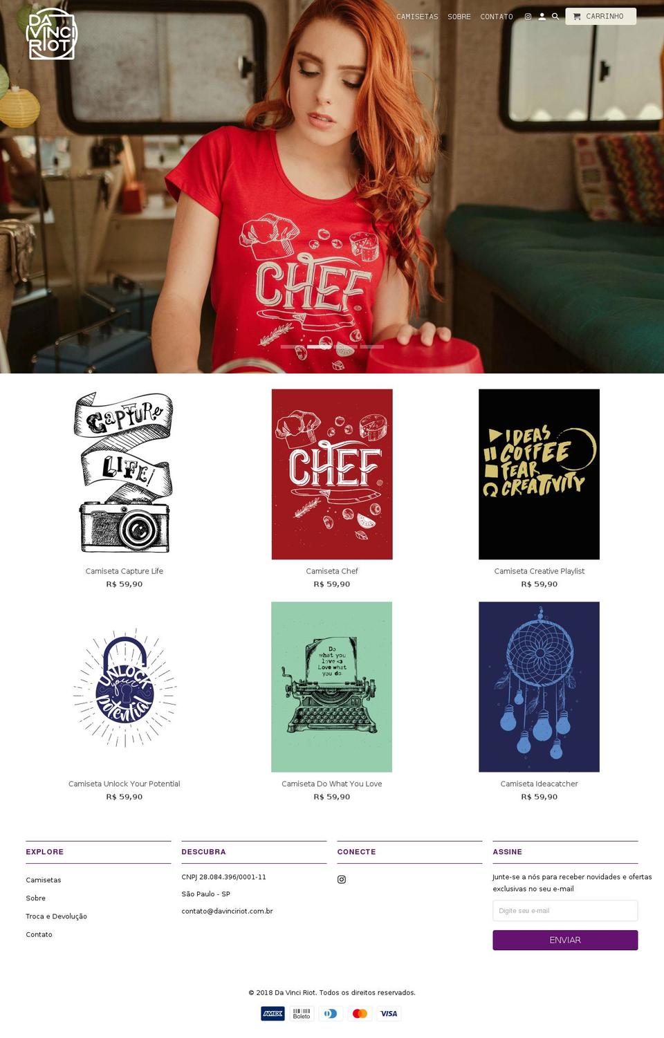 davinciriot.com shopify website screenshot