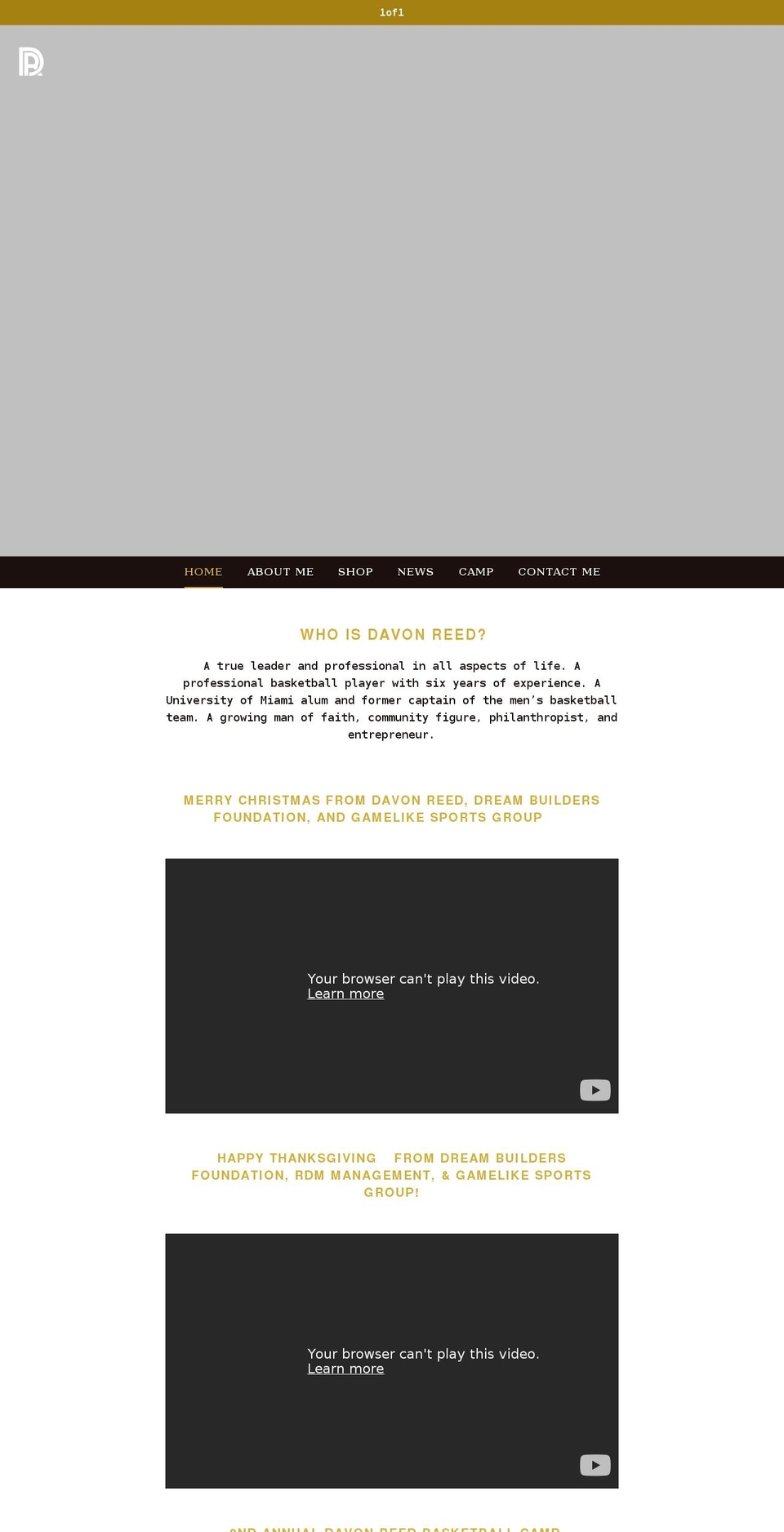 Gold Shopify theme site example davonreed.com