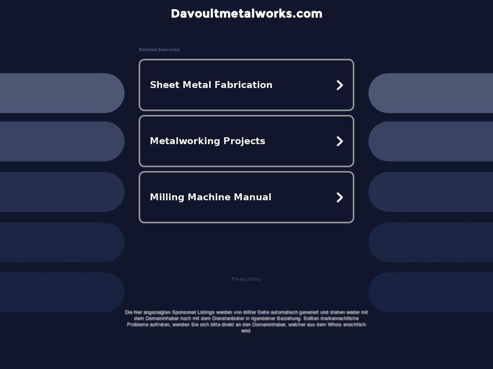 davoultmetalworks.com shopify website screenshot