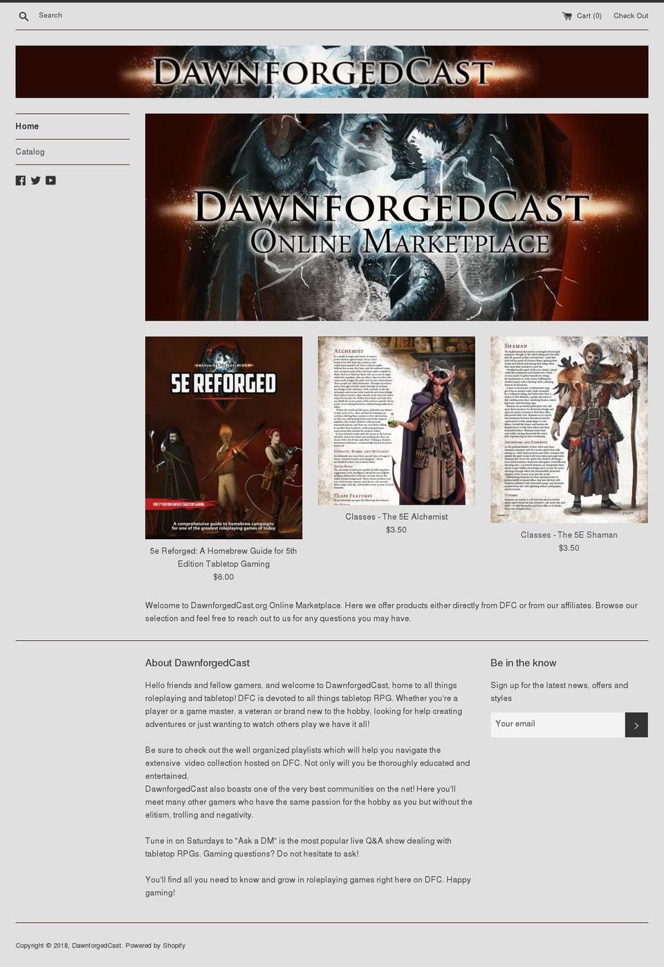 dawnforgedcast.myshopify.com shopify website screenshot