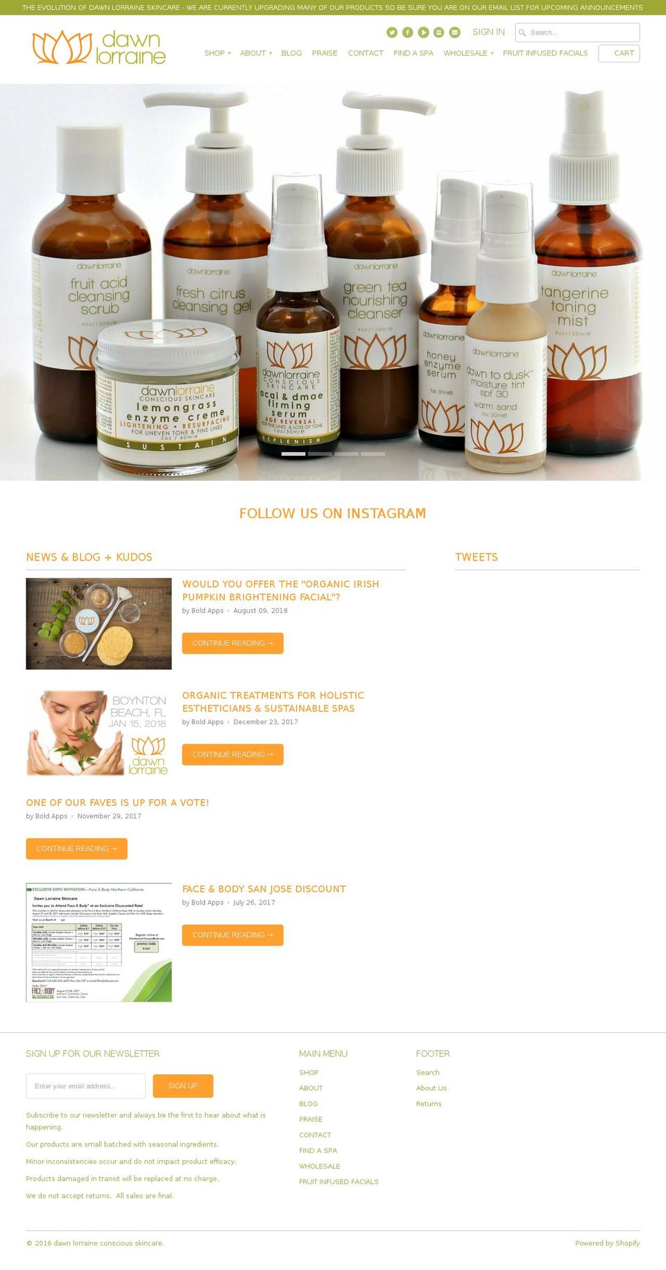 dawnlorrainemcgrath.com — Shopify storefront screenshot