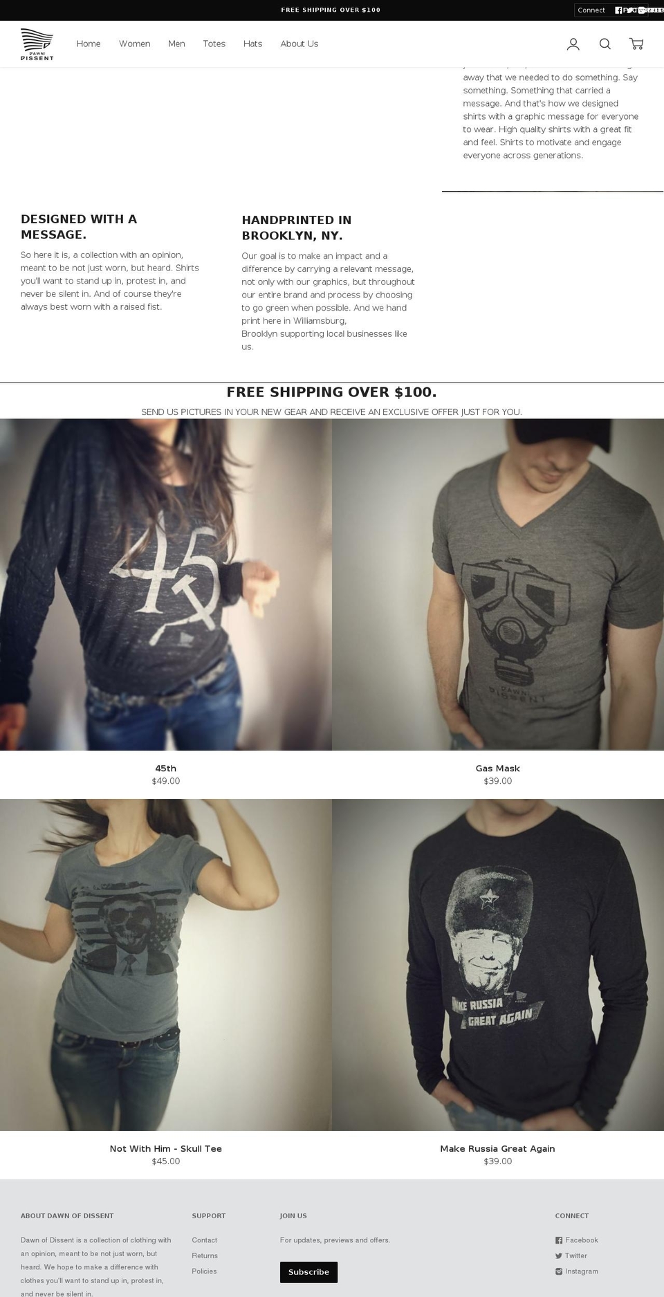 dawnofdissent.com — Shopify storefront screenshot