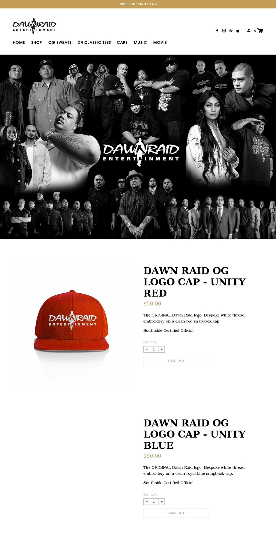 dawnraidshop.com shopify website screenshot