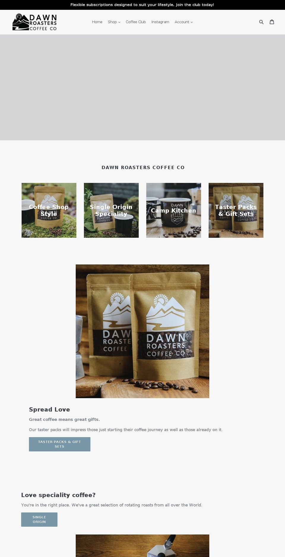 dawnroasters.com shopify website screenshot