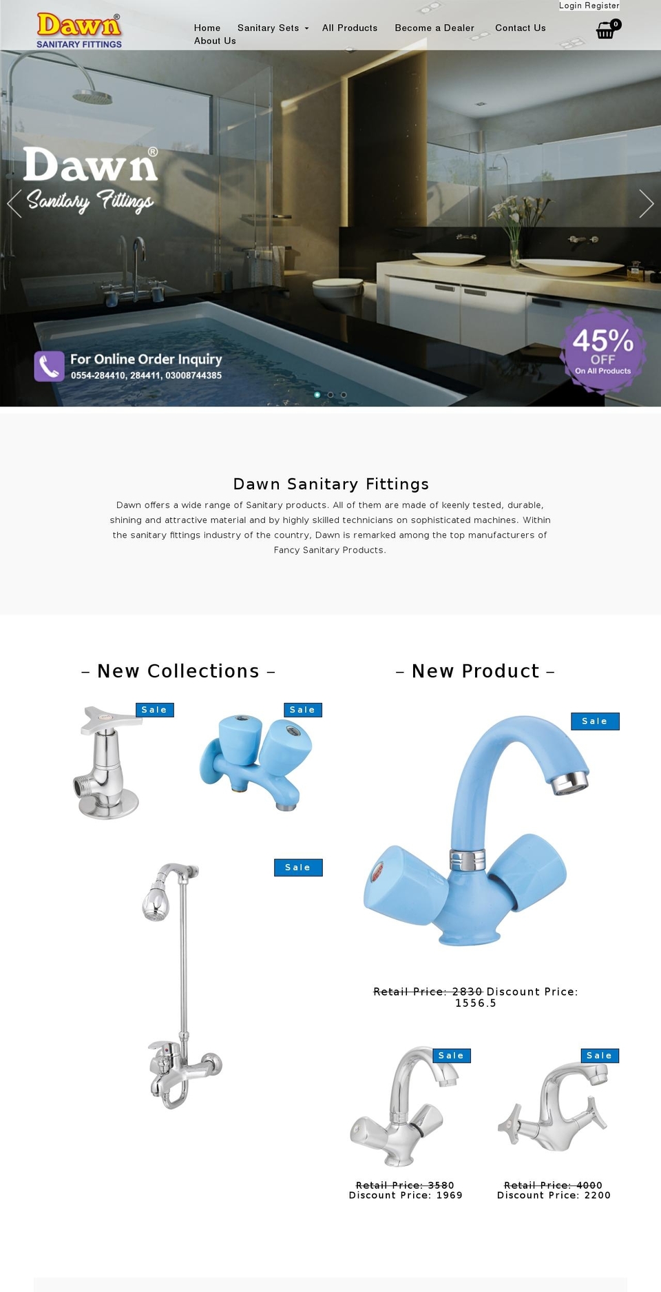 dawnsanitaryfittings.com shopify website screenshot
