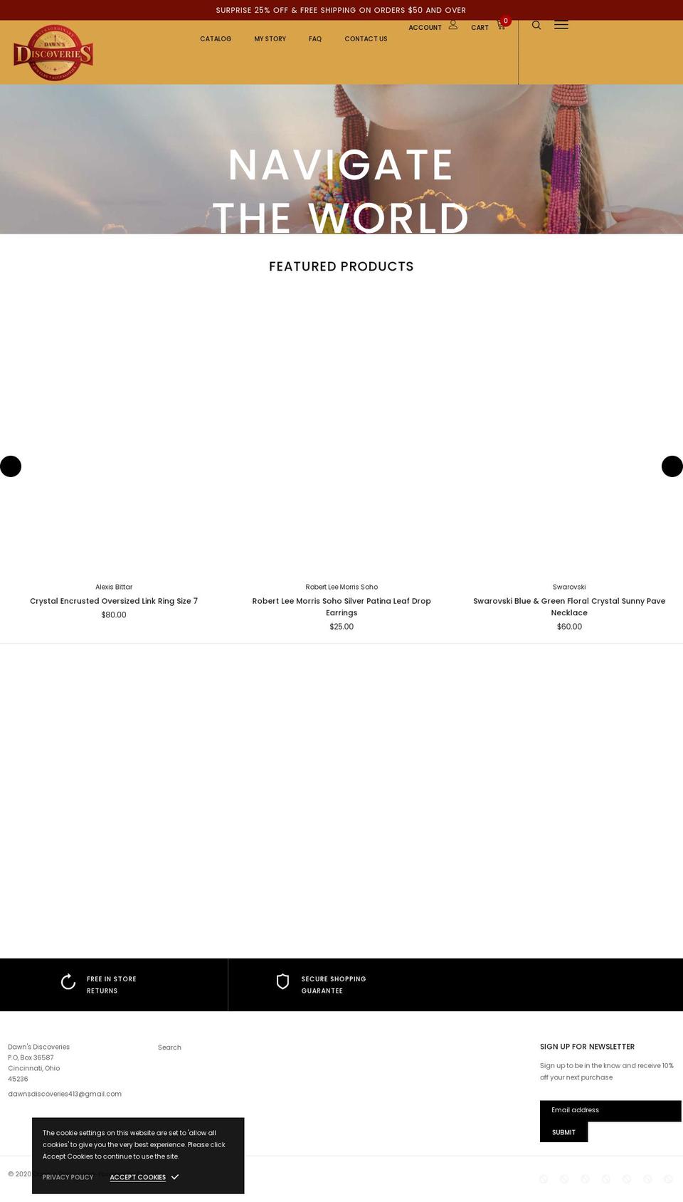dawnsdiscoveries.com shopify website screenshot