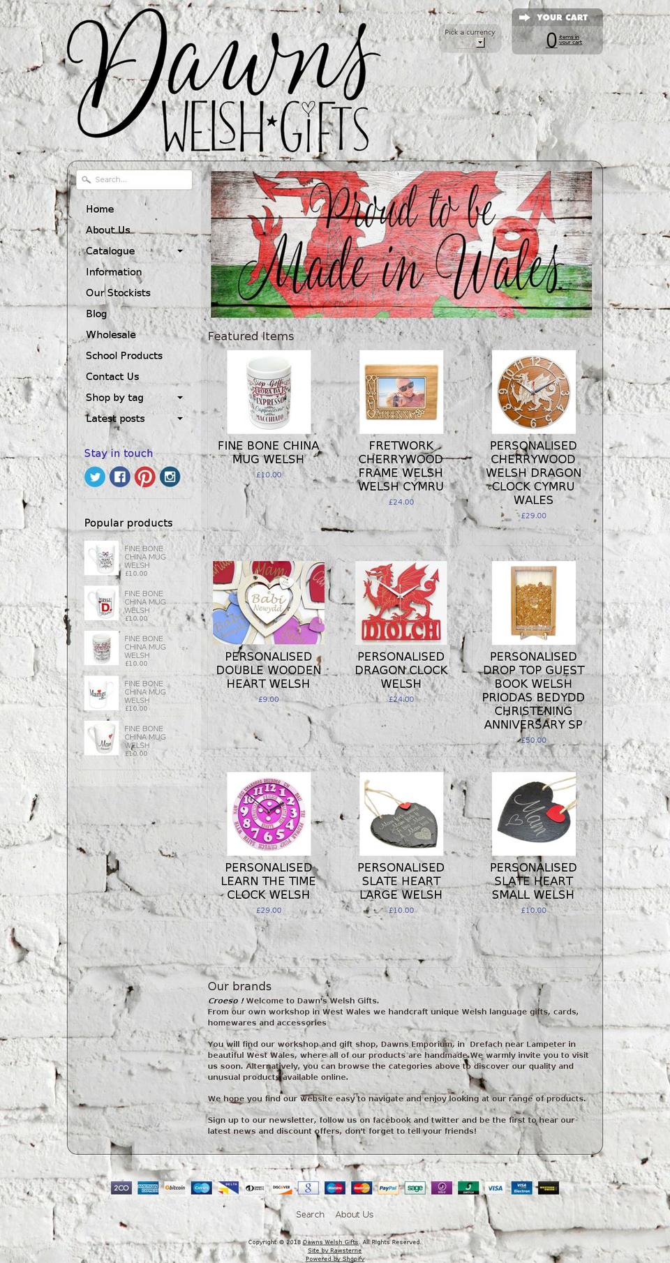 dawnswelshgifts.co.uk shopify website screenshot