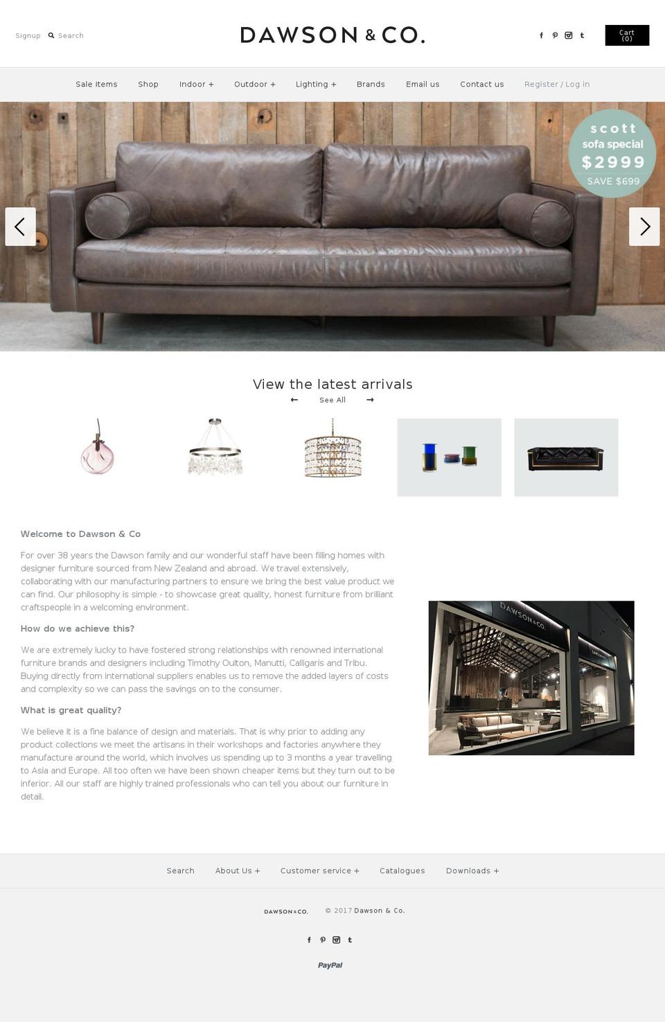 dawsonsfurniture.co.nz shopify website screenshot