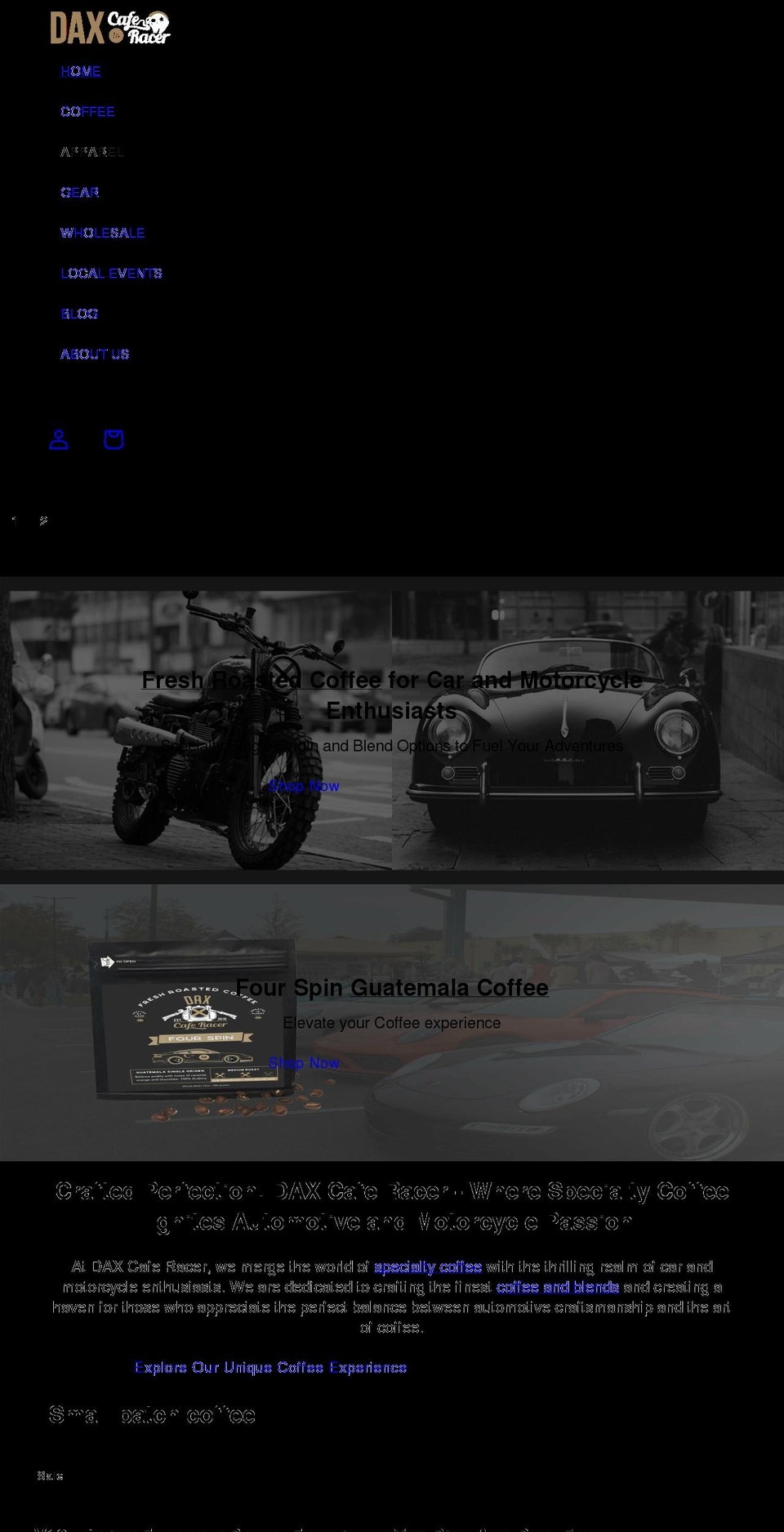 daxcaferacer.com shopify website screenshot