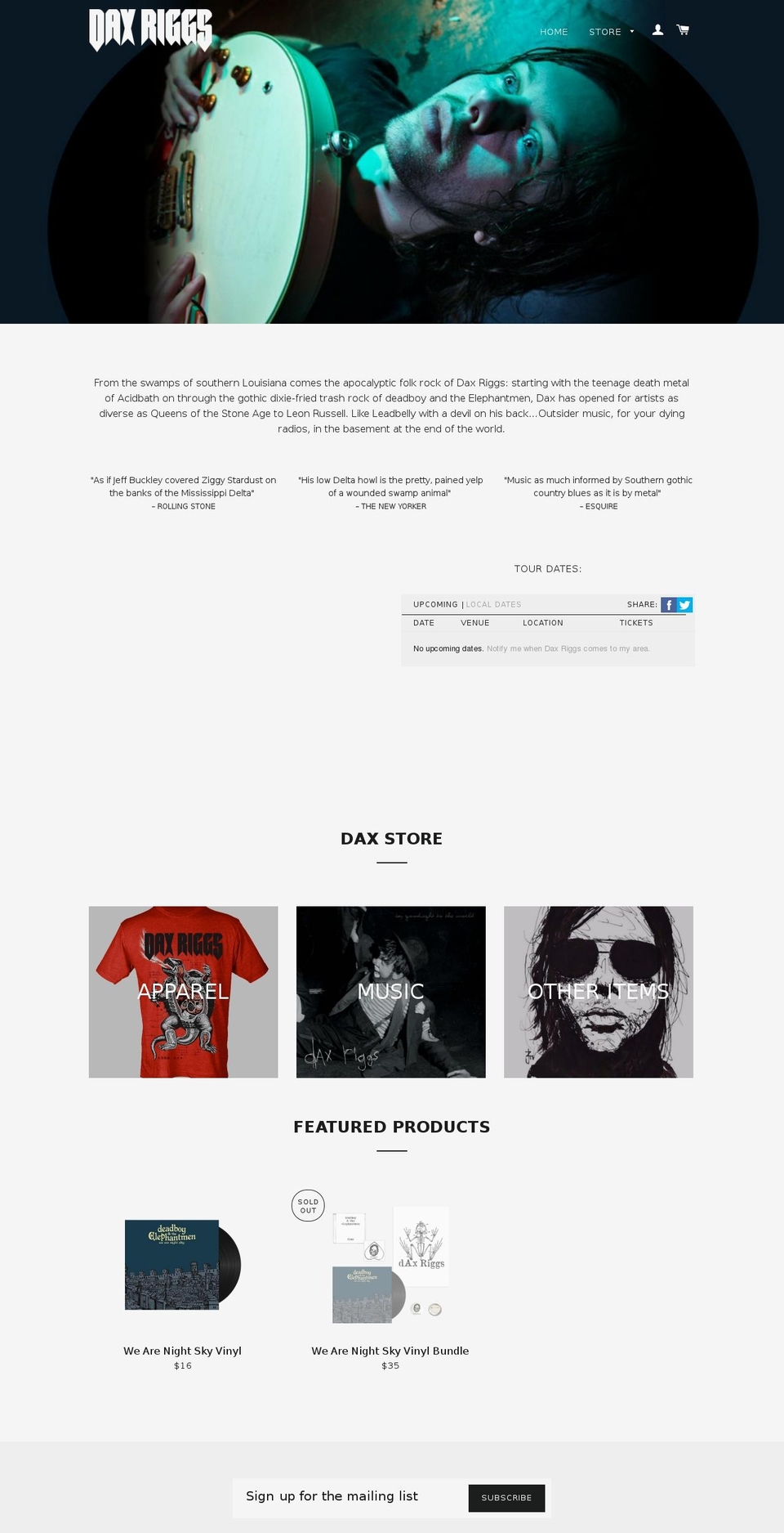 daxriggs.com shopify website screenshot