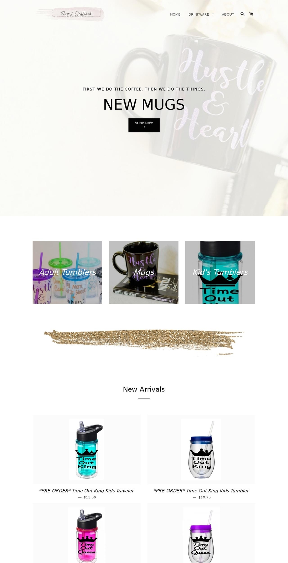 day1creations.com shopify website screenshot