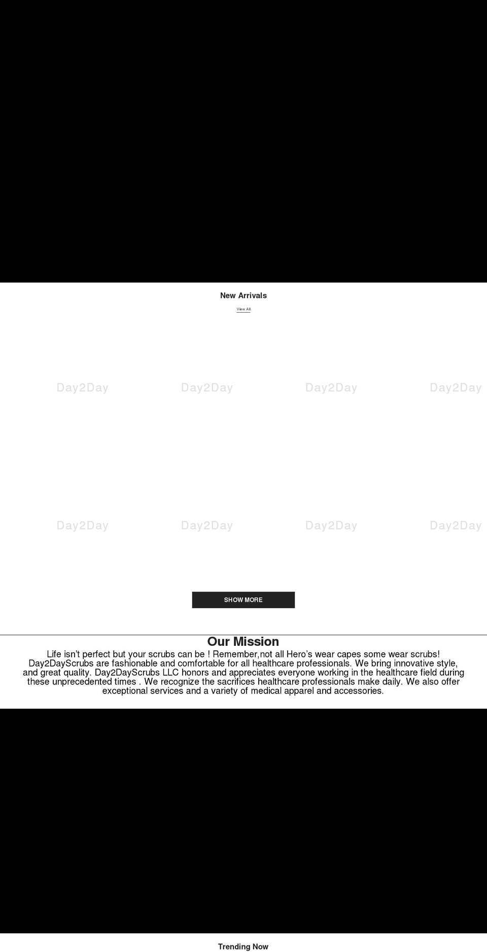 day2dayscrubs.com shopify website screenshot
