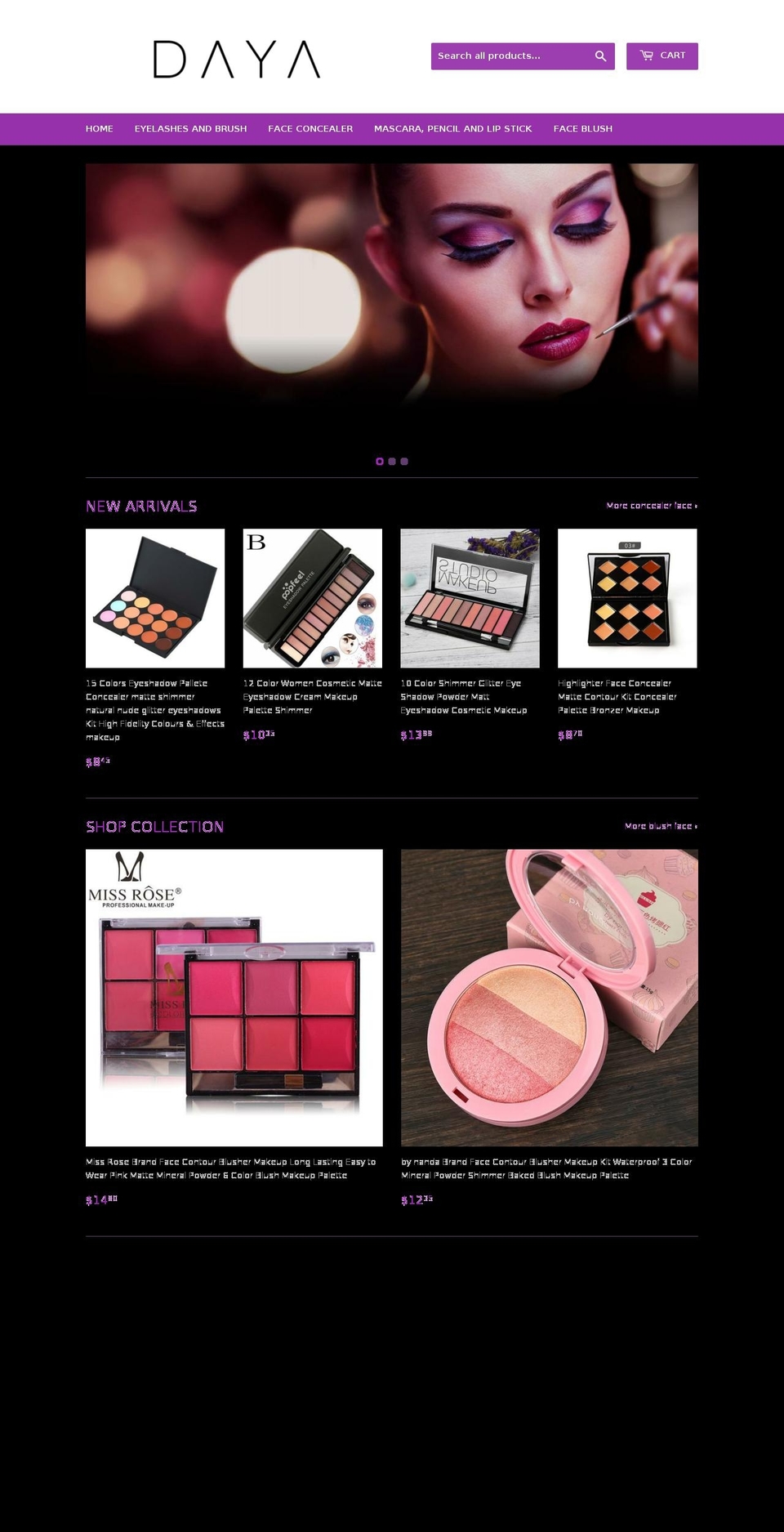 dayasbeauty.com — Shopify storefront screenshot