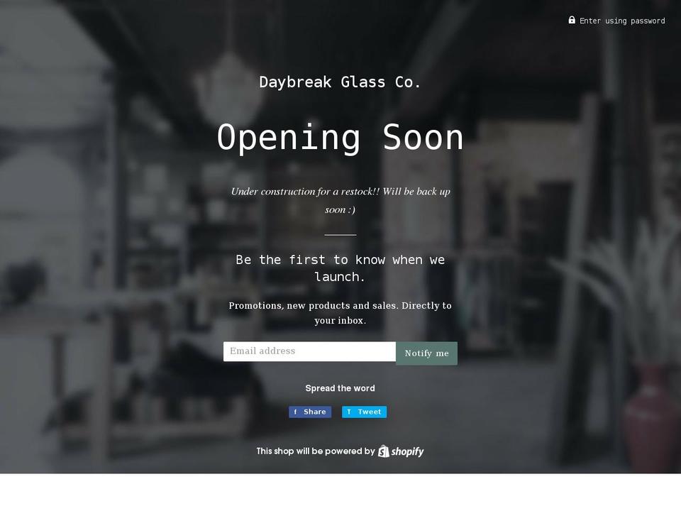 daybreakglass.com shopify website screenshot