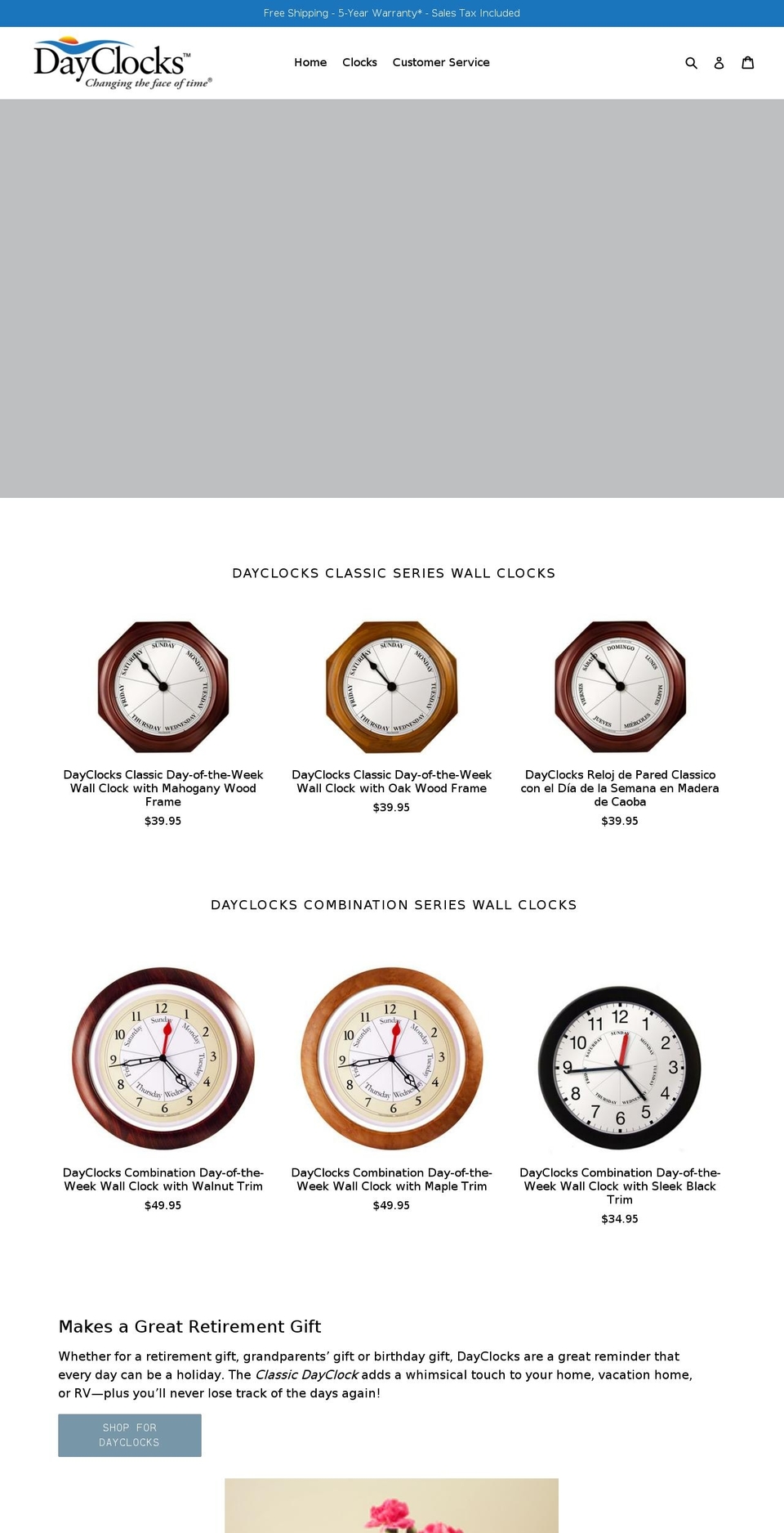 dayclocks.com shopify website screenshot