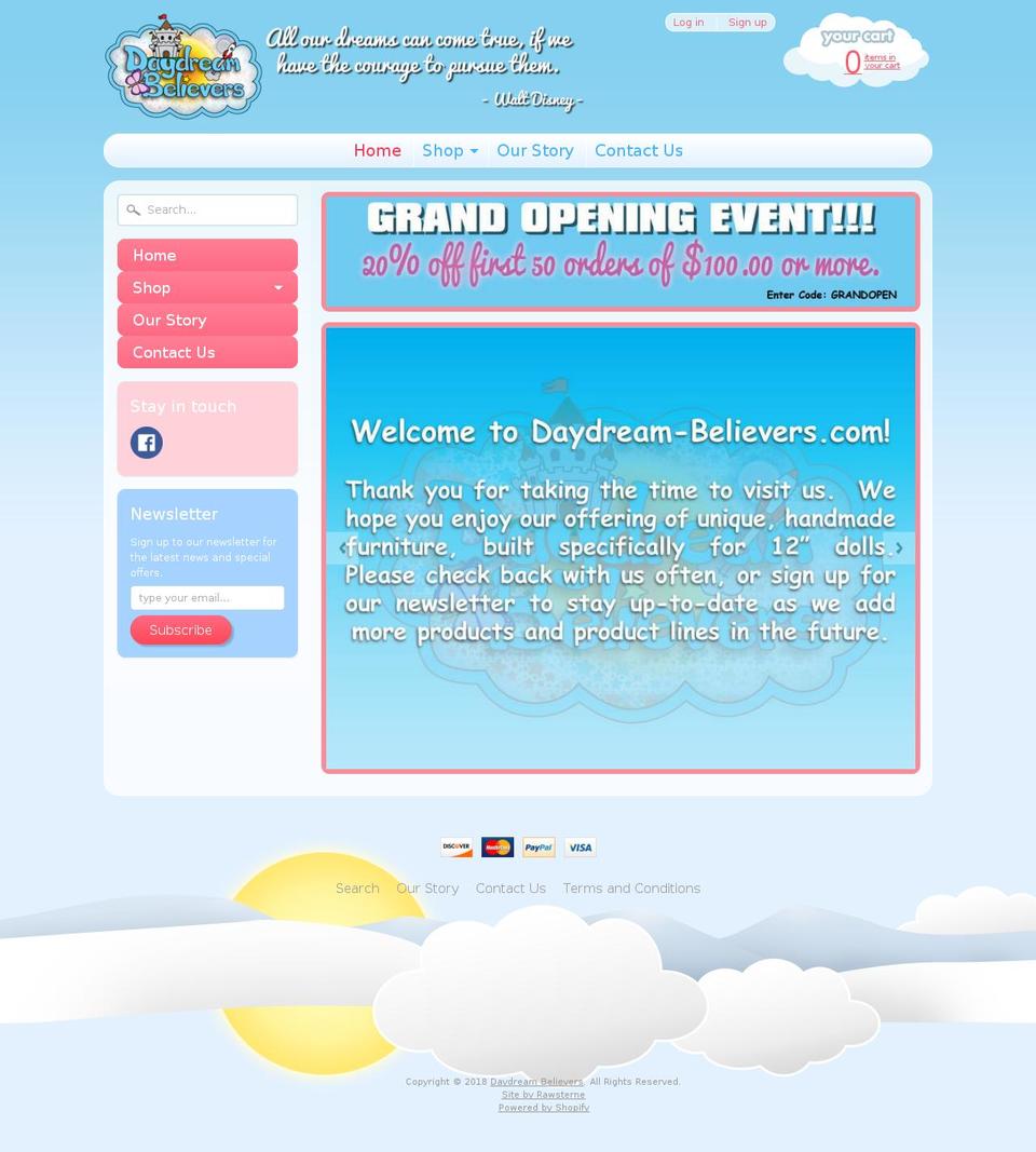 daydream-believers.com shopify website screenshot