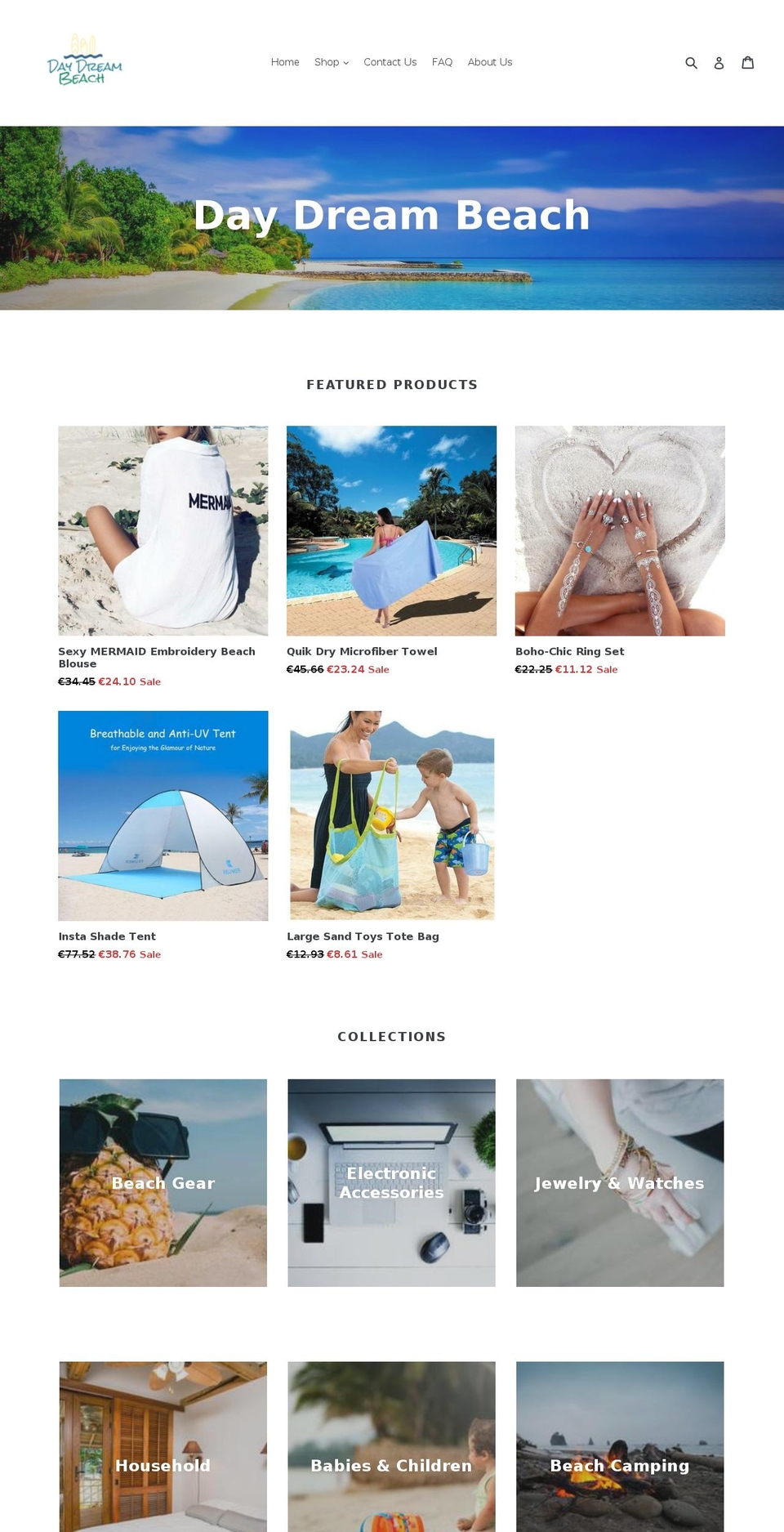 daydreambeach.com — Shopify storefront screenshot